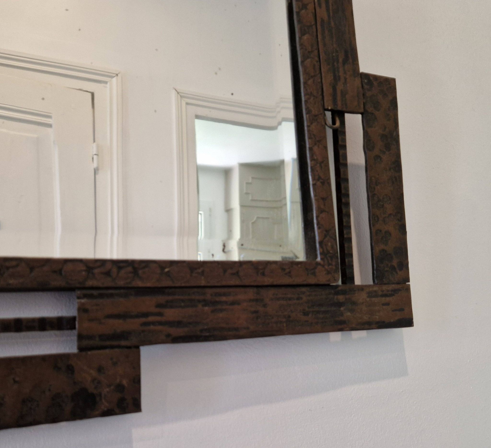 Antique beveled wrought iron mirror circa 1930