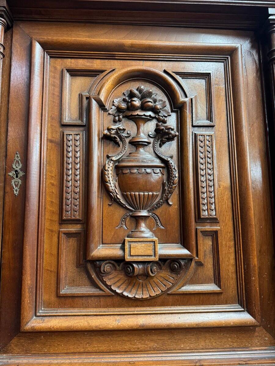 Renaissance-style two-body walnut buffet