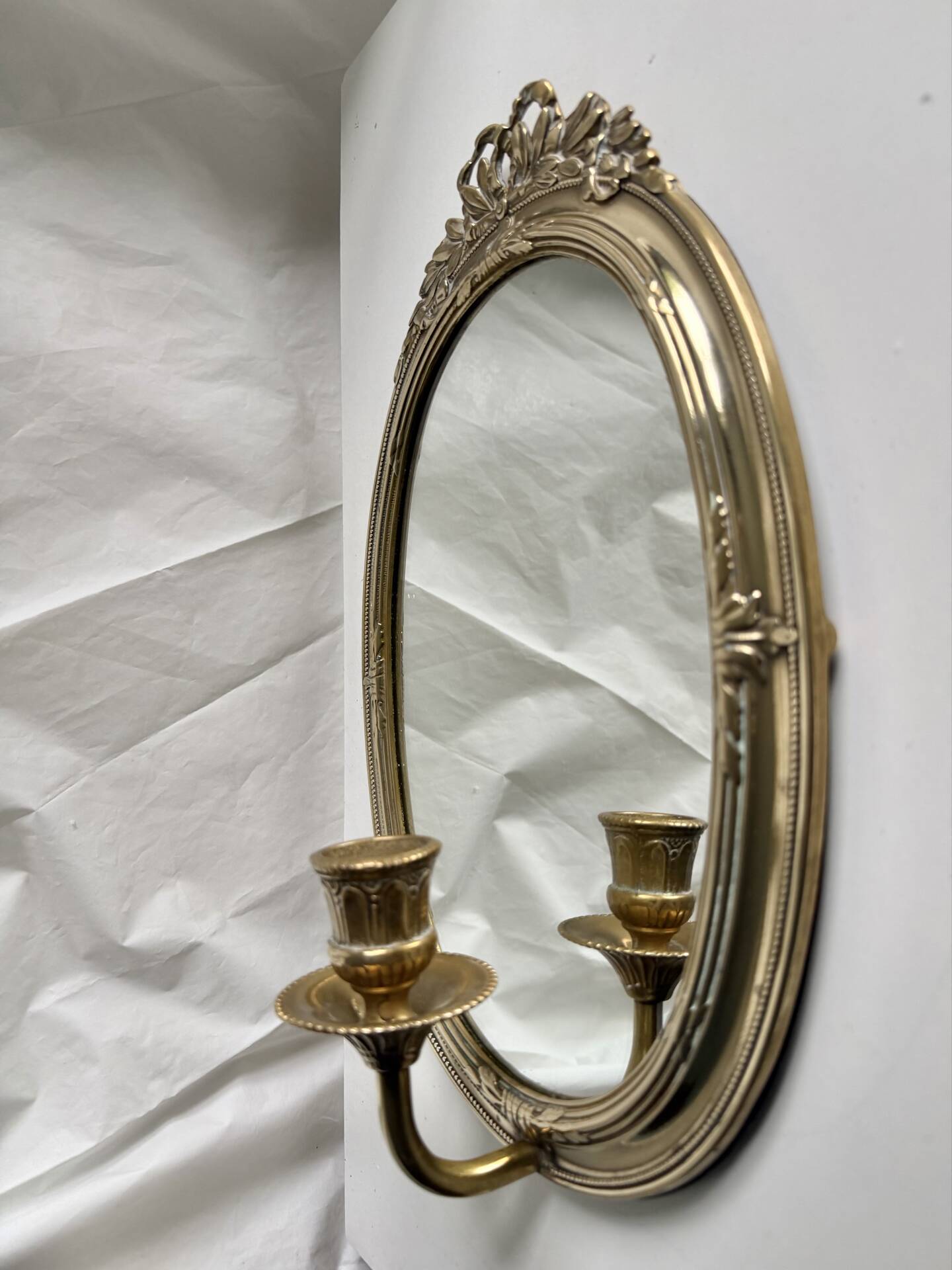 Grand porte-bougie mural vintage en miroir