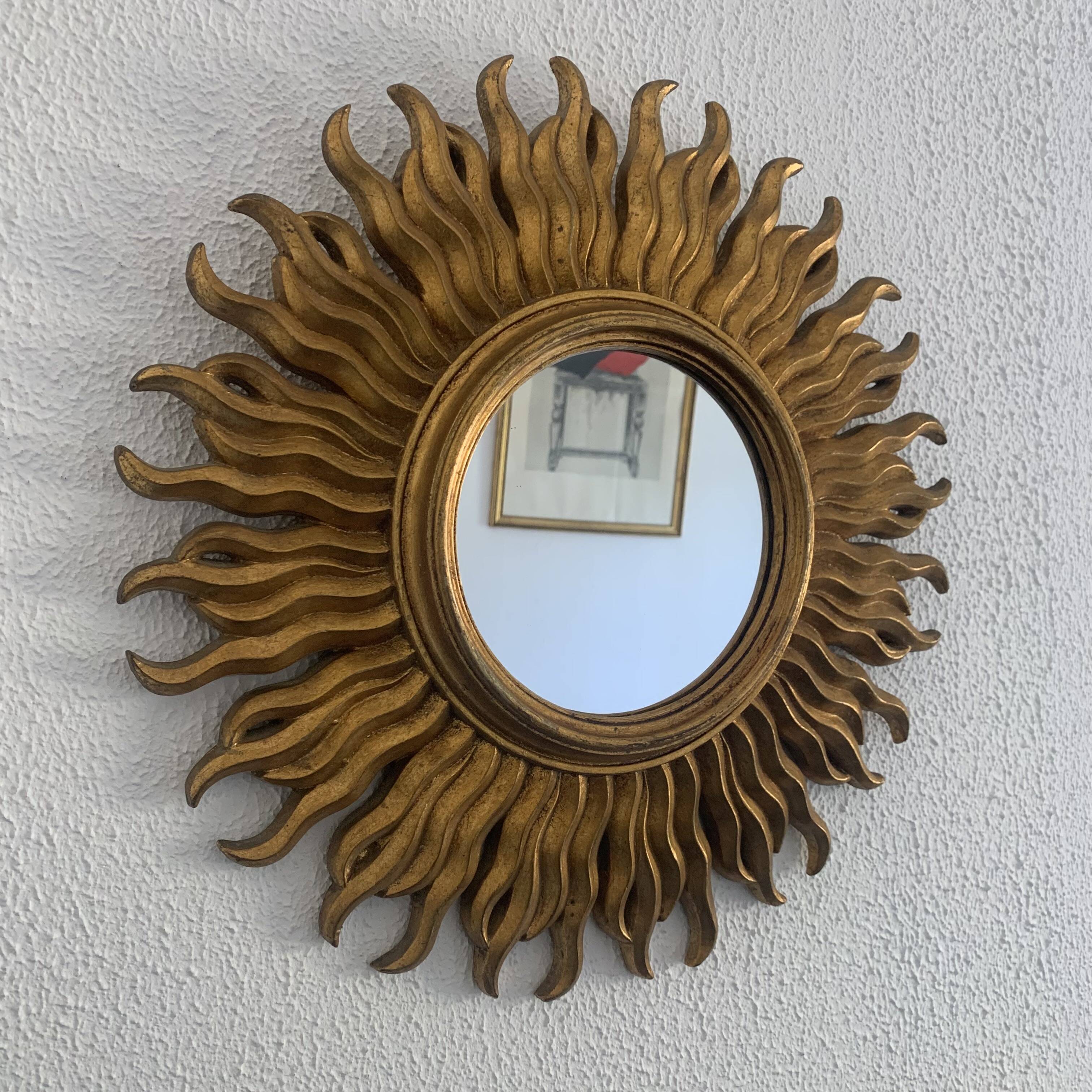 Vintage 1960s sun gold witch mirror - 47 cm