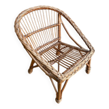 Children's Armchair Shell Antique Rattan 60s Vintage #C574