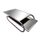 Chrome coffee table with smoked glass from the 70s