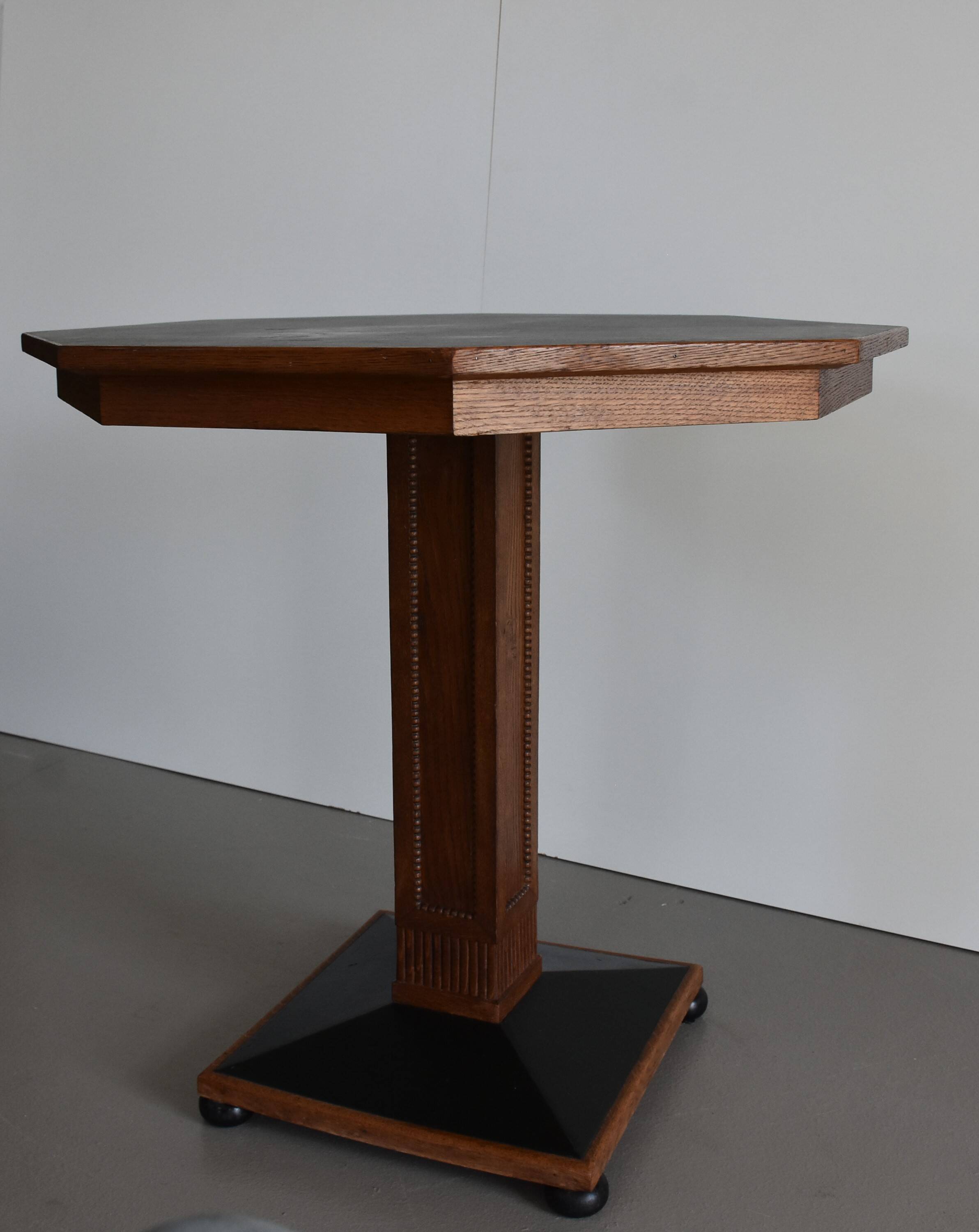 Antique octagonal oak table, 1920s