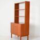 Vintage Scandinavian bookcase with hinged doors and open shelves