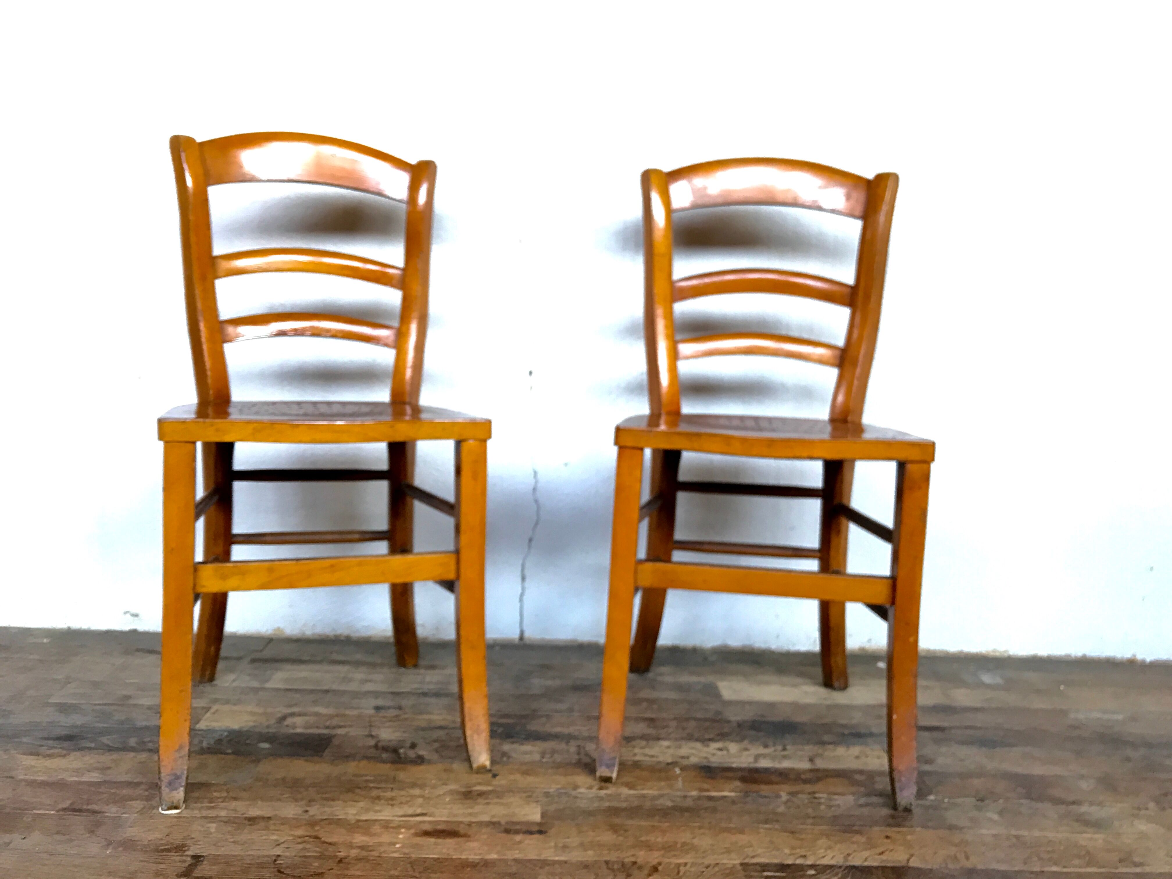 Pair of wooden chair bistro bistro vintage retro bohemian beech light