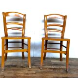 Pair of wooden chair bistro bistro vintage retro bohemian beech light