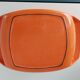 Double casserole in orange cast iron Le Creuset design Raymond Loewy