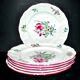 Série de 6 assiettes plates en faïence de Lunéville Keller&Guérin modèle fleuri polychrome Réverbère