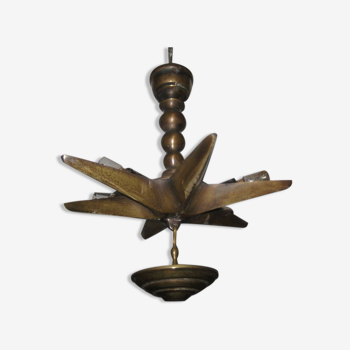 Ancienne Lampe de sabat en bronze patiné