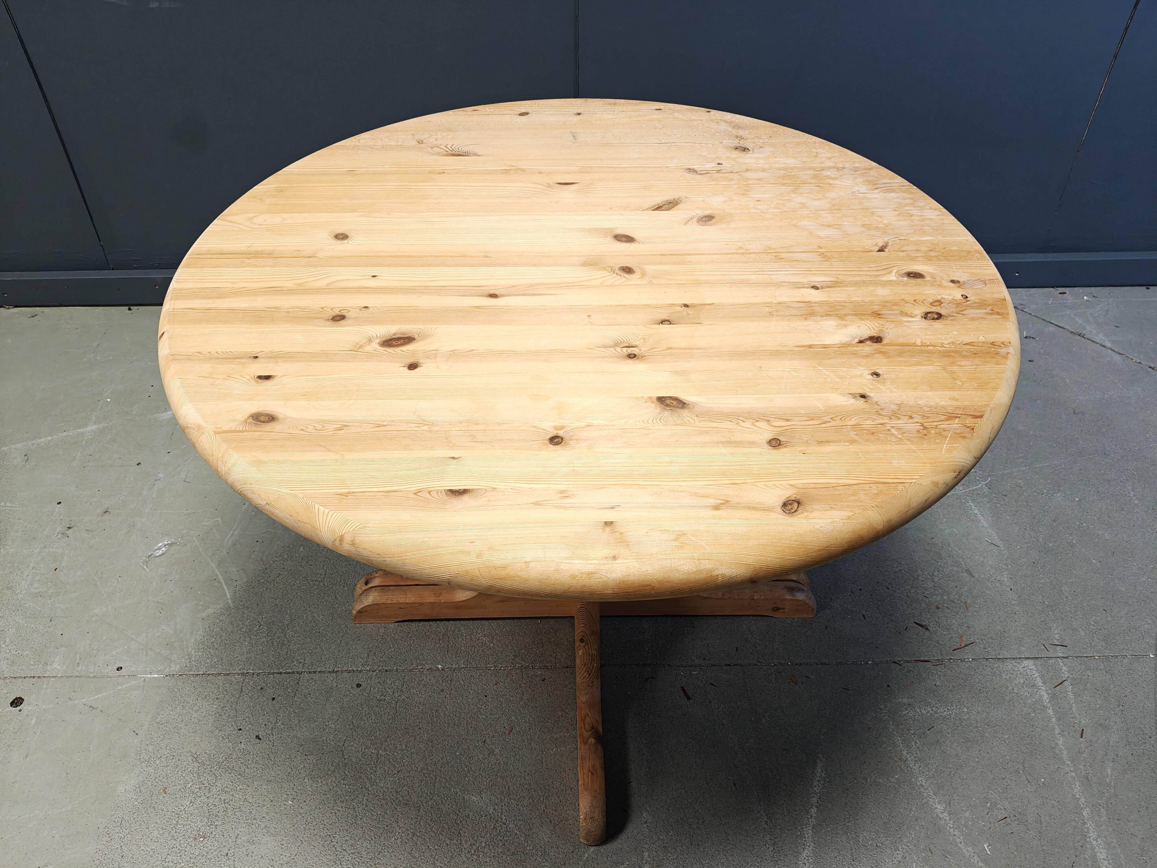 Rainer Daumiller style pine wood dining table, 1970s