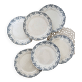 6 assiettes à dessert en terre de fer Sarreguemines modèle Luchon