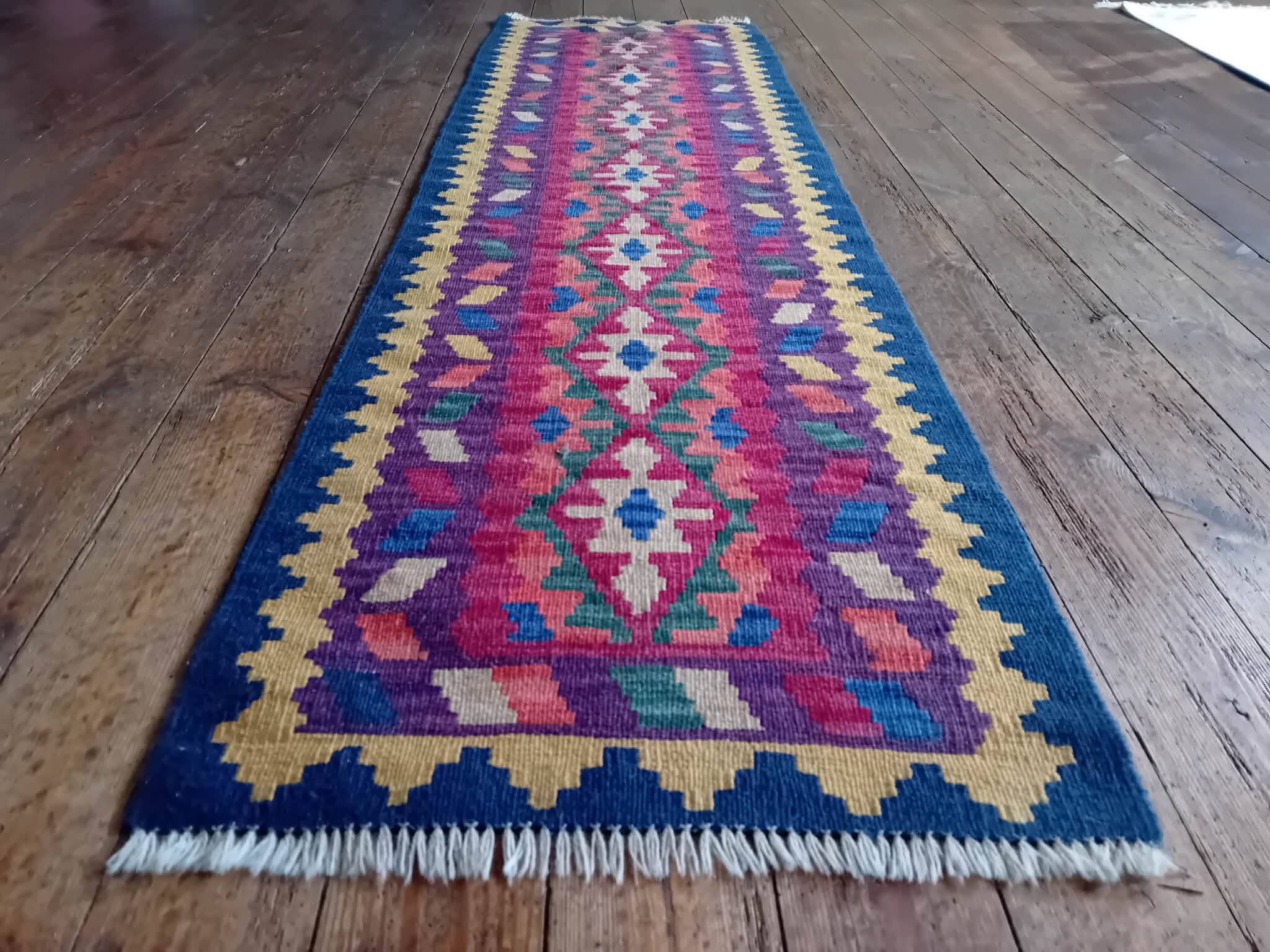 Handmade Persian Qashqai hallway rug 197x56cm
