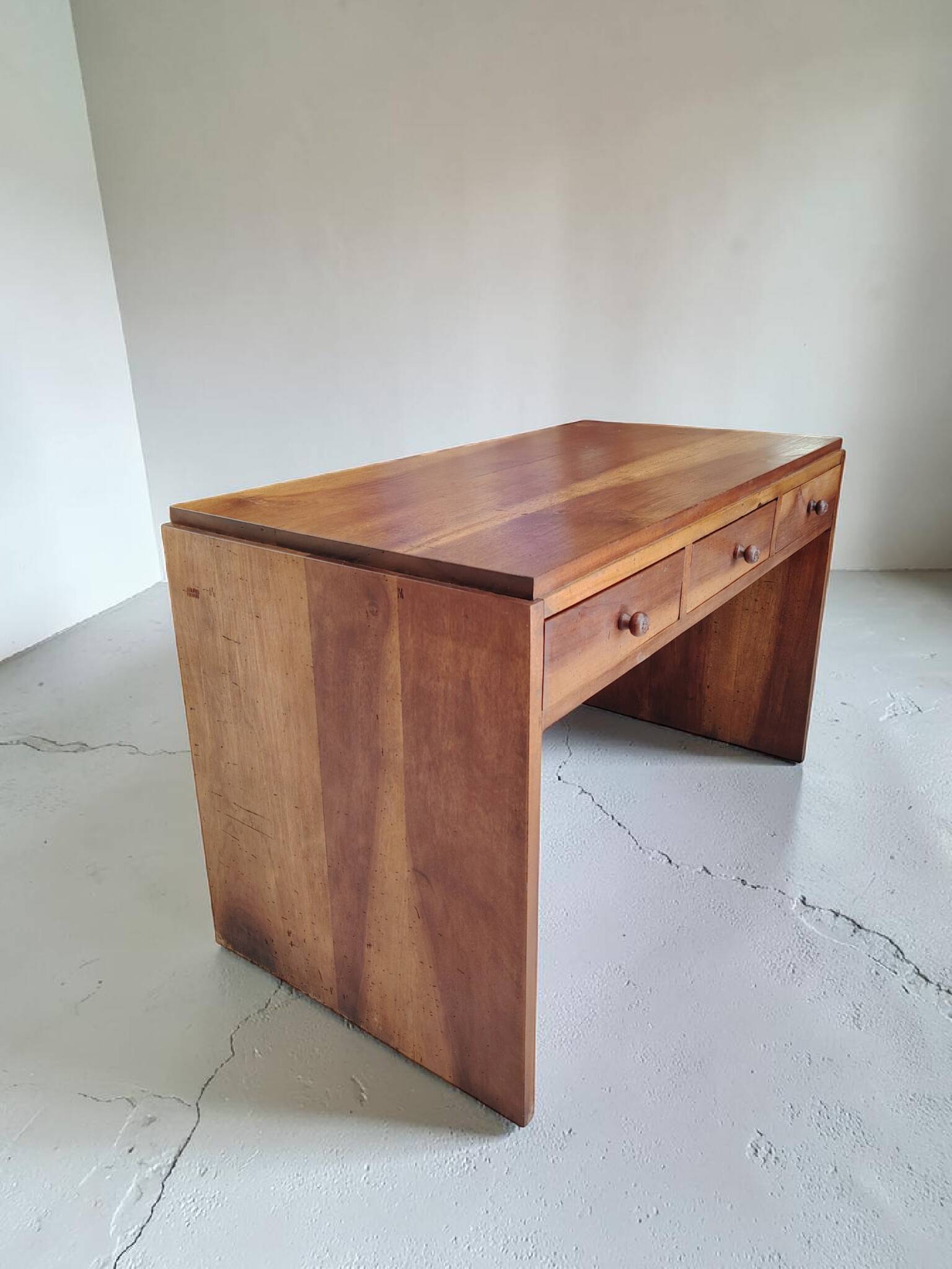Modernist Solid Wood Desk with 3 Drawers - 1960