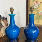 Pair of crackled ceramic lamps