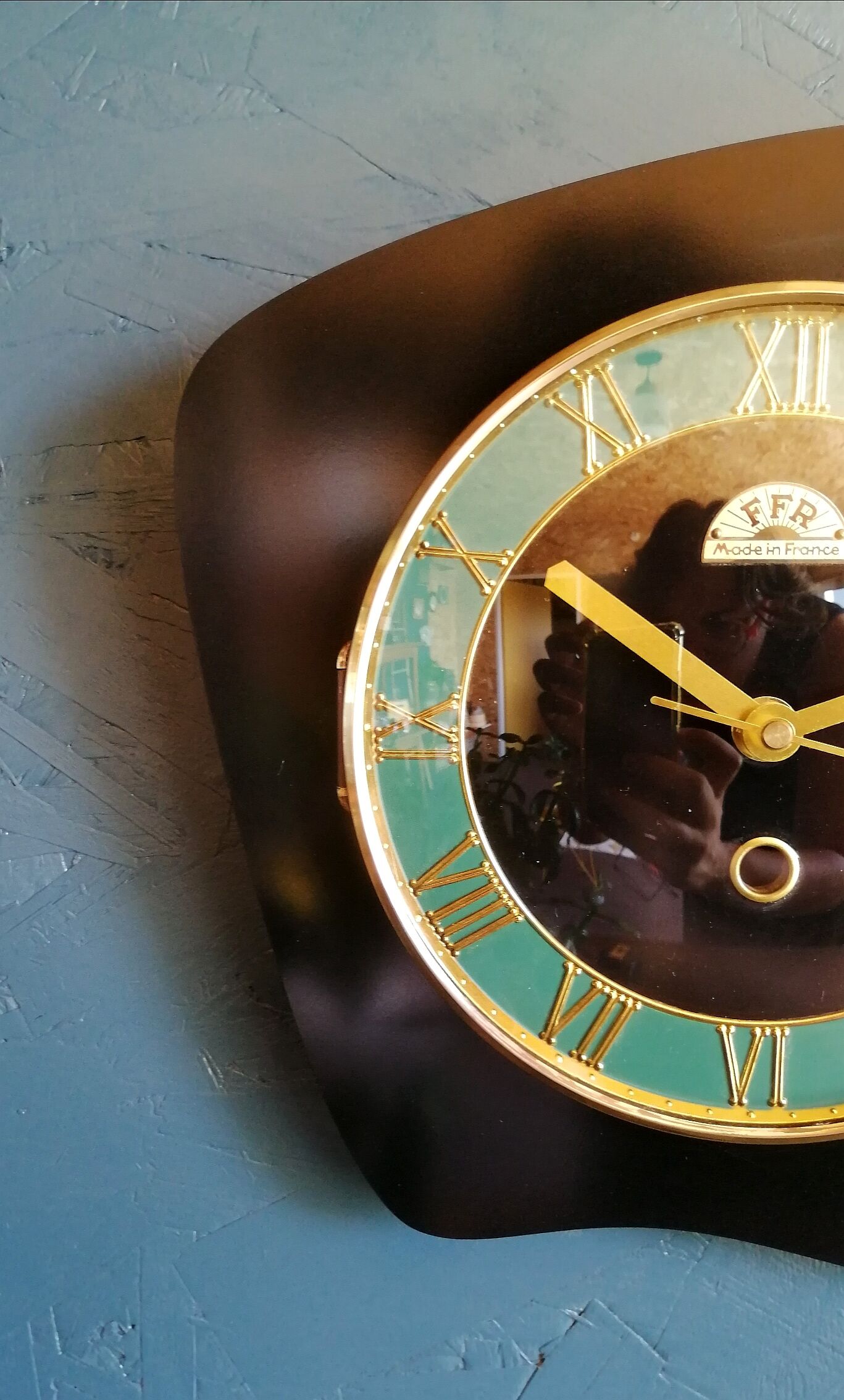 Clock vintage formica silent wall clock "ffr black and green"