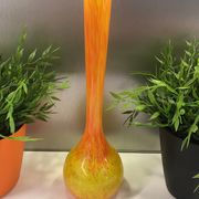Vintage orange and yellow soliflore vase, signed