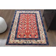 Vintage Turkish Oushak Handmade Wool Cotton Red Area Rug 130x190