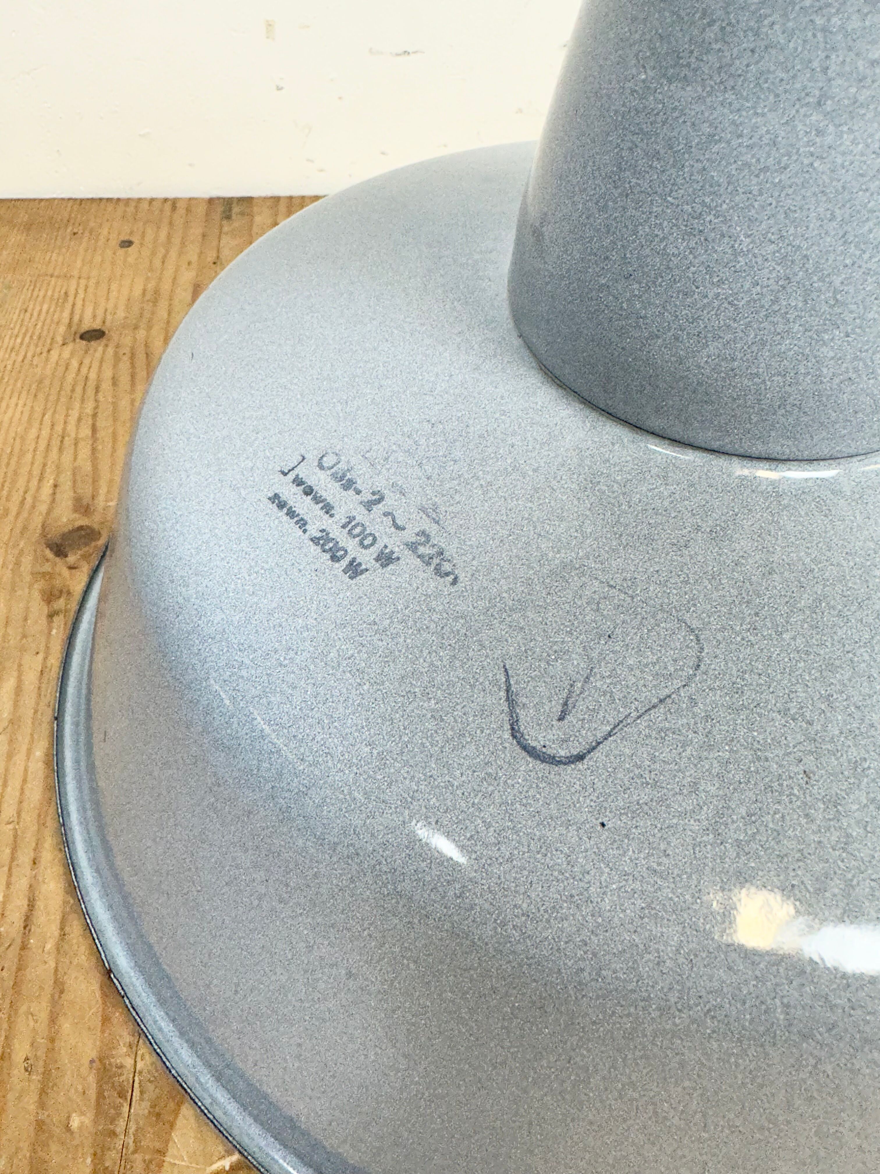 Industrial grey enamel factory pendant lamp, 1960s