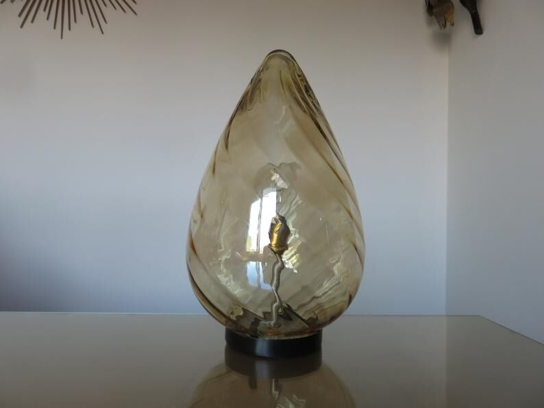 Murano glass "egg" lamp amber golden 60 70 years
