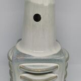 Vase vintage en grès , émail blanc et bleu de Einar Johansen  Soholm 1960 Danemark