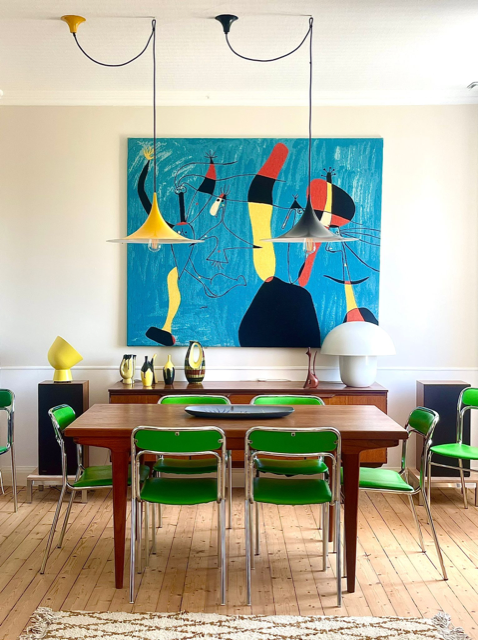 Série de 8 chaises Souvignet en chrome et skaï vert
