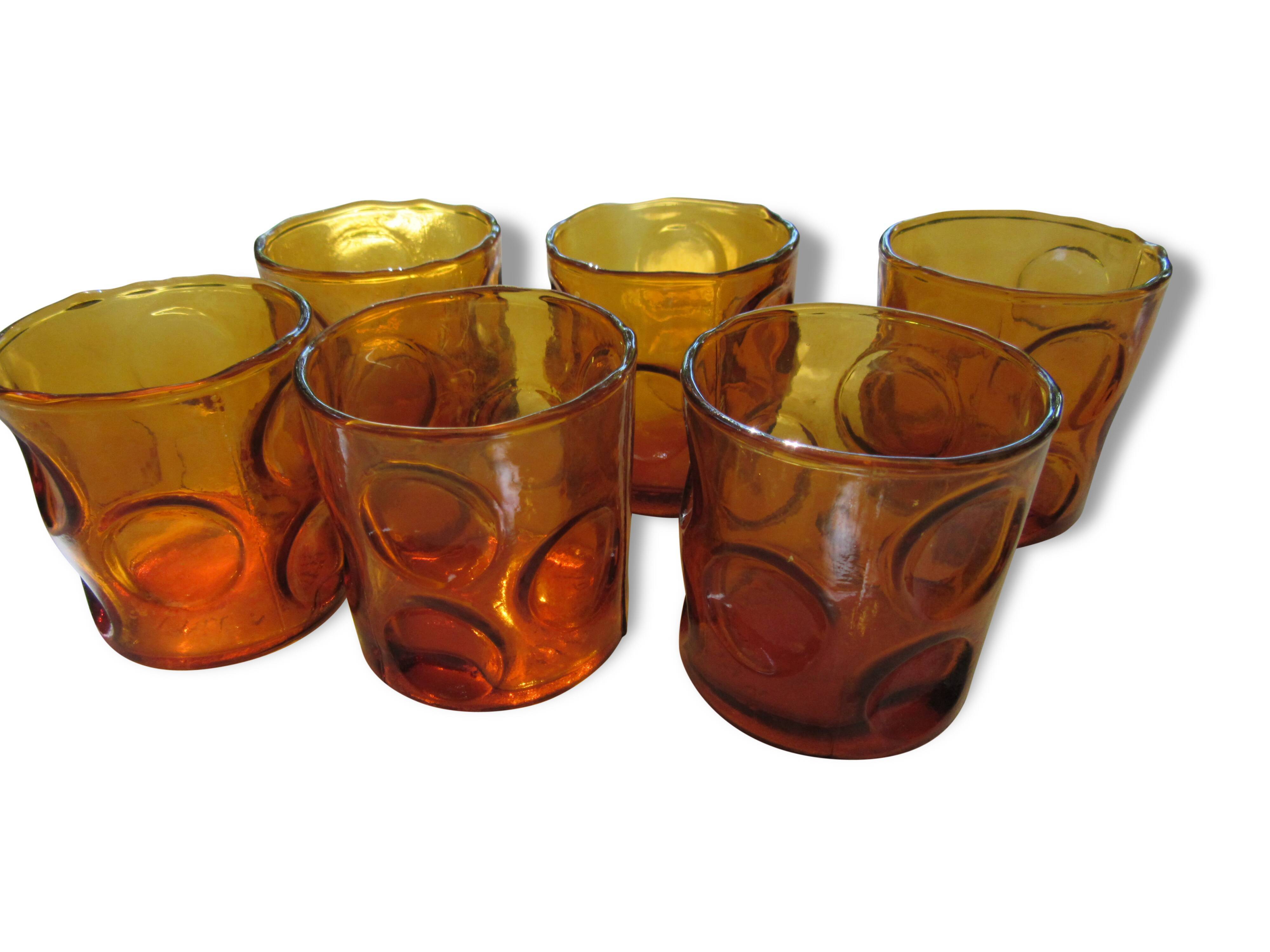 6 glasses yellow "smoked"