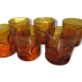 6 glasses yellow "smoked"