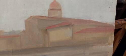 Oil painting on panel Florence View from San Frediano to Cestello early 1900