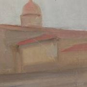 Peinture à l'huile sur panneau Florence Vue de San Frediano à Cestello début 1900