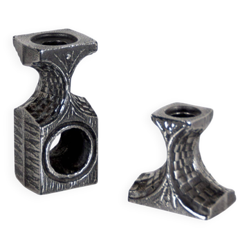 Set of Brutalist candlesticks in stainless steel by Olav Joa for Polaris