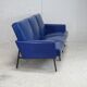 Sofa imitation leather blue and steel, 3 seats, France, circa 1960