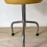 Vintage tripod stool in skai & chrome adjustable in height