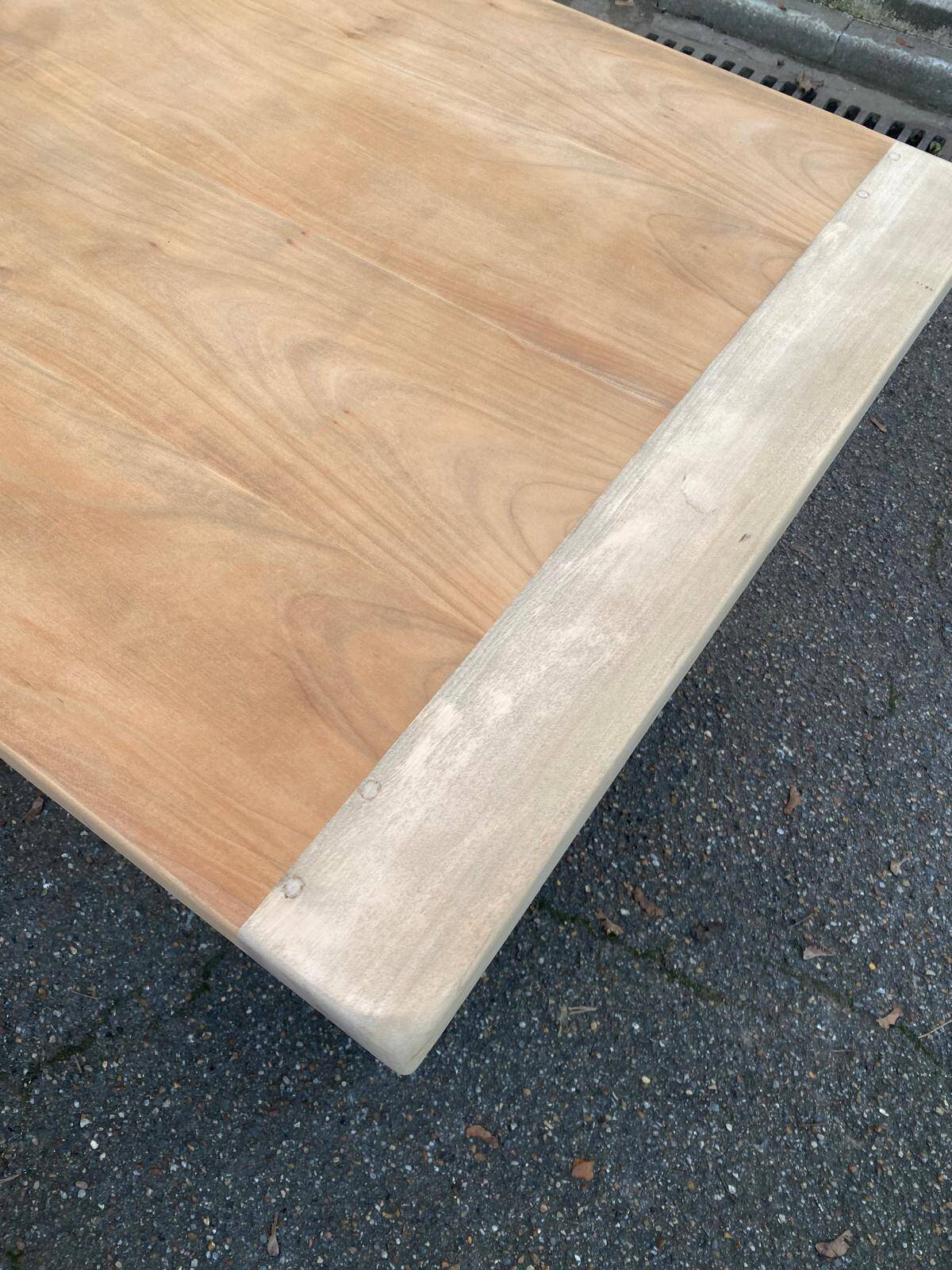 Renovated 20th-century farmhouse dining table with drawer, 200cm.