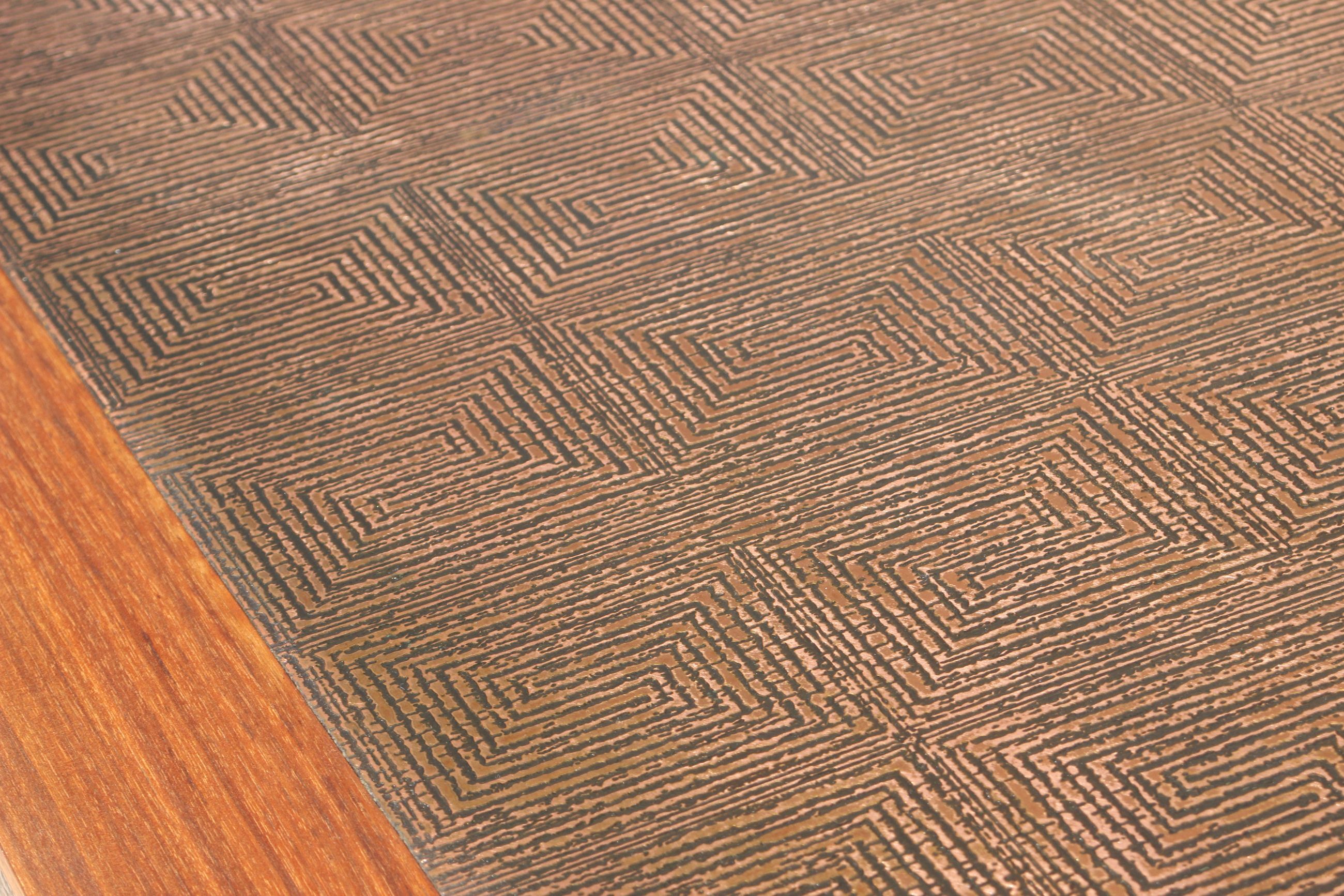 Adjustable dining room table adjustable in teck and copper, denmark, 1950