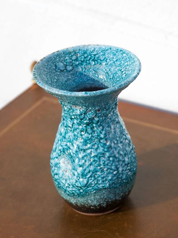 Fat lava turquoise vase, turquoise vase, Glacier enamels, blue vase, flower pot, collection