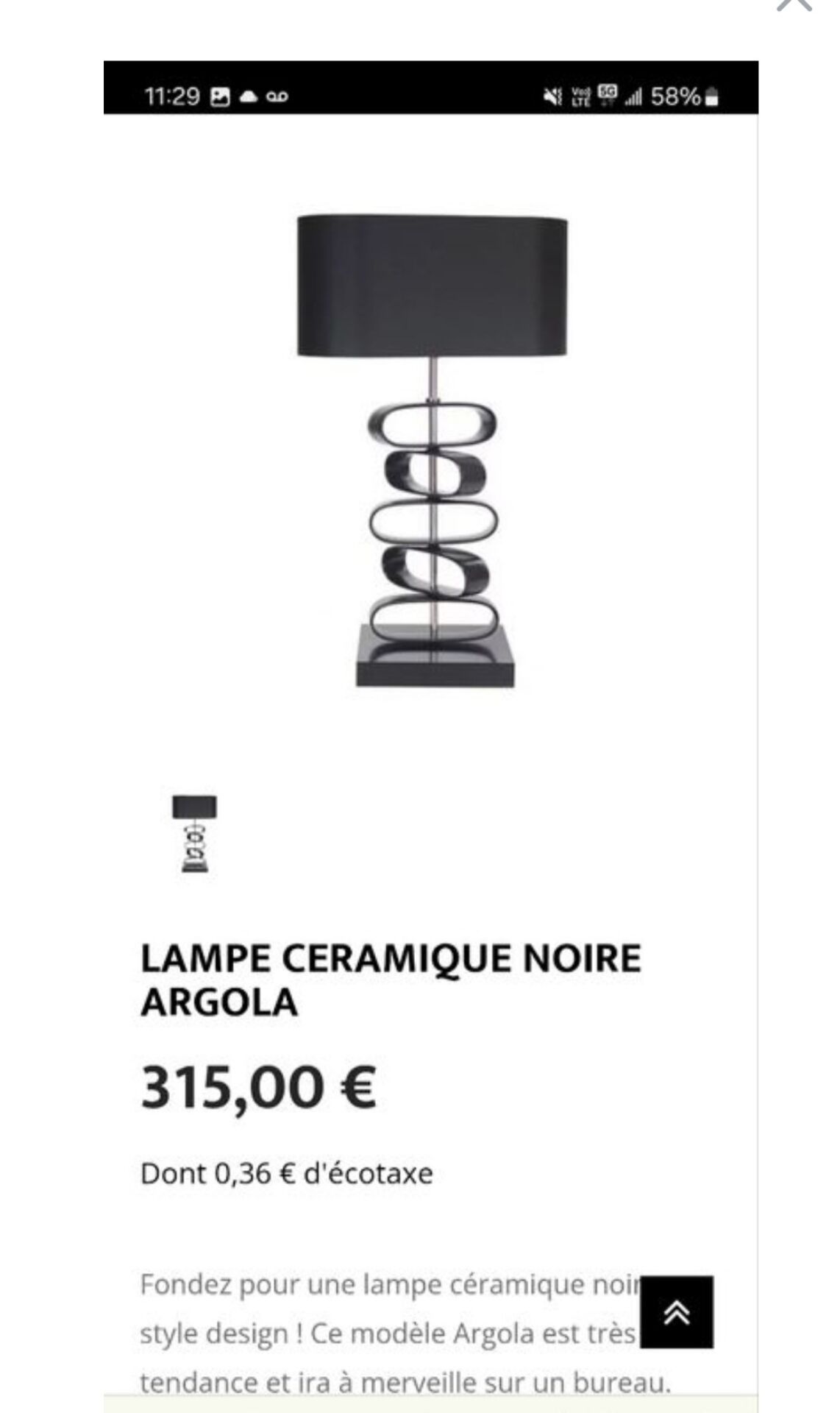 Lampadaire Argola noire