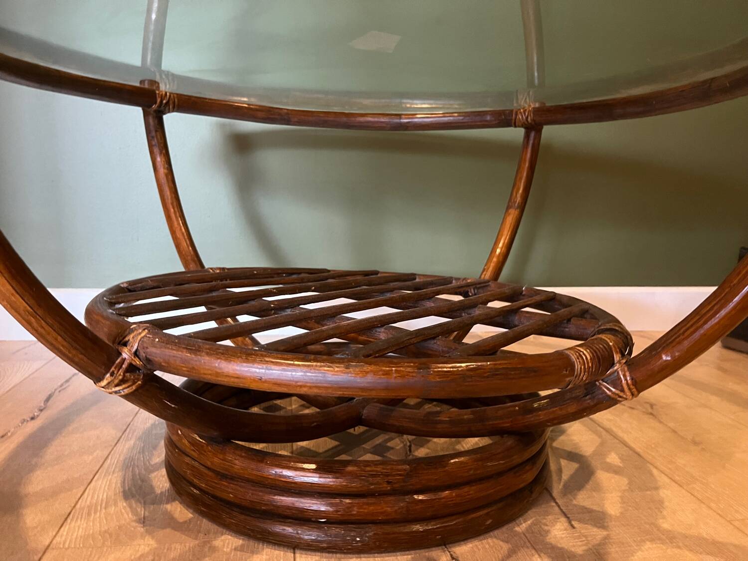 Vintage bamboo rattan coffee table
