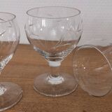 Set of 7 finely engraved vintage wine glasses