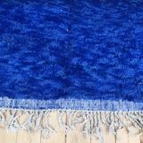 Moroccan Berber carpet Beni Ouarain uni blue 3.3x2.26m