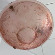 Vasque ancienne Volubilis verre rose cordons tissus Art déco