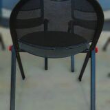 7 quality conference chairs in black metal, stackable and attachable