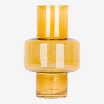 Vase cylindrique jaune hauteur 28,5cm
