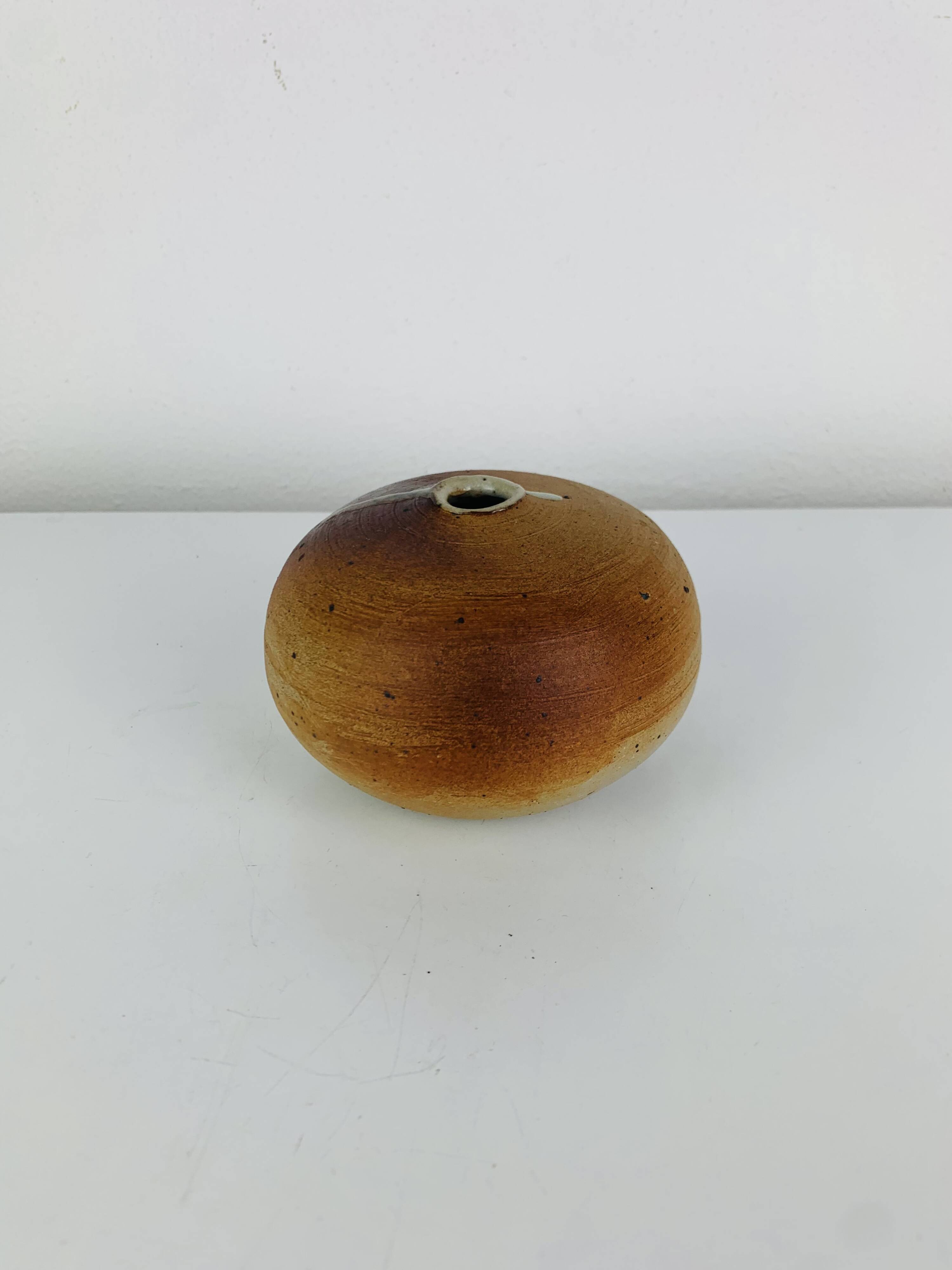 Vintage stoneware round vase