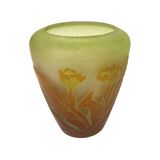 Etablissements gallé multi-layered glass vase with floral decoration, signed