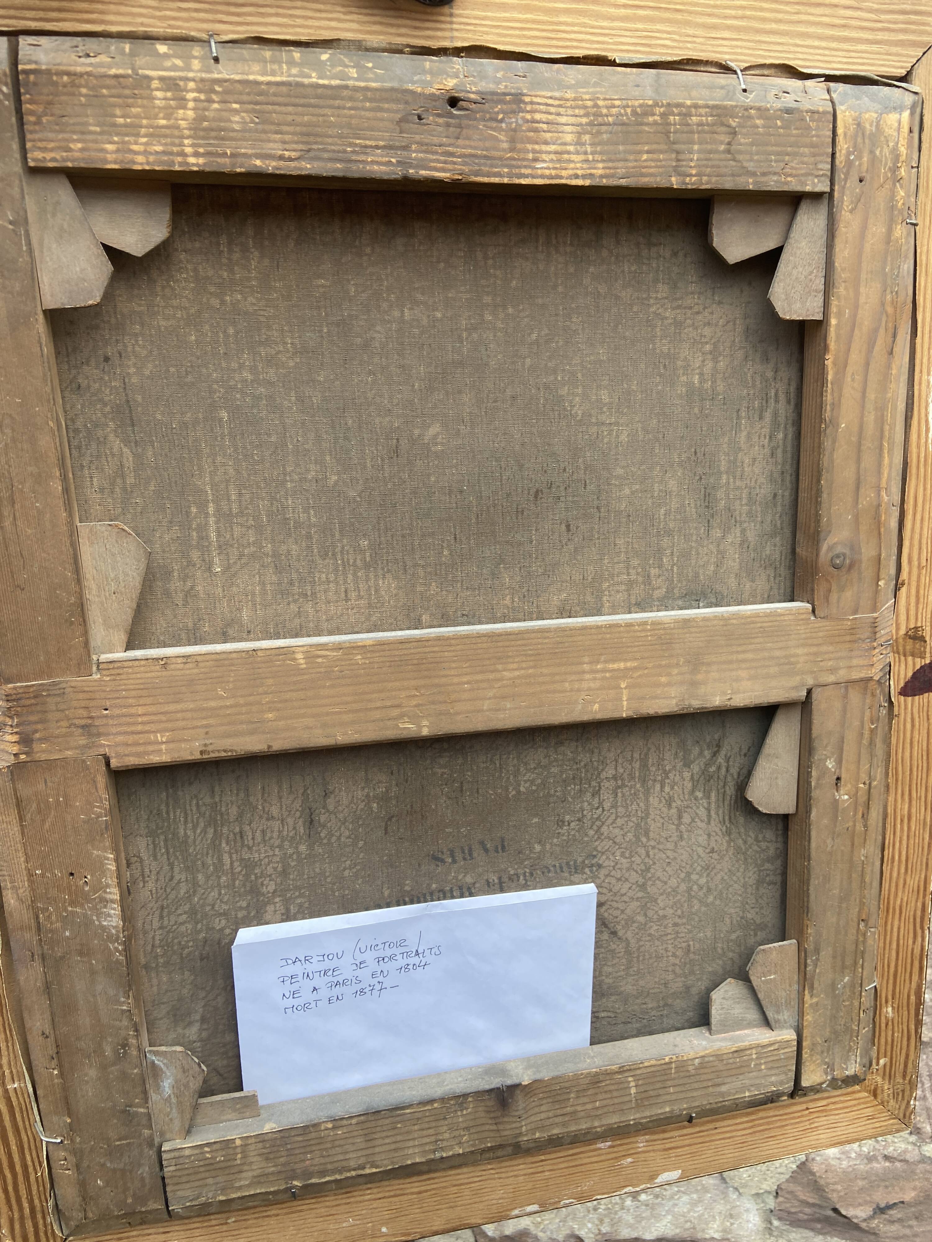 Oil painting on canvas 1850 victor darjou french portrait paint