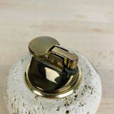 Round travertine lighter, 1980s, Italy