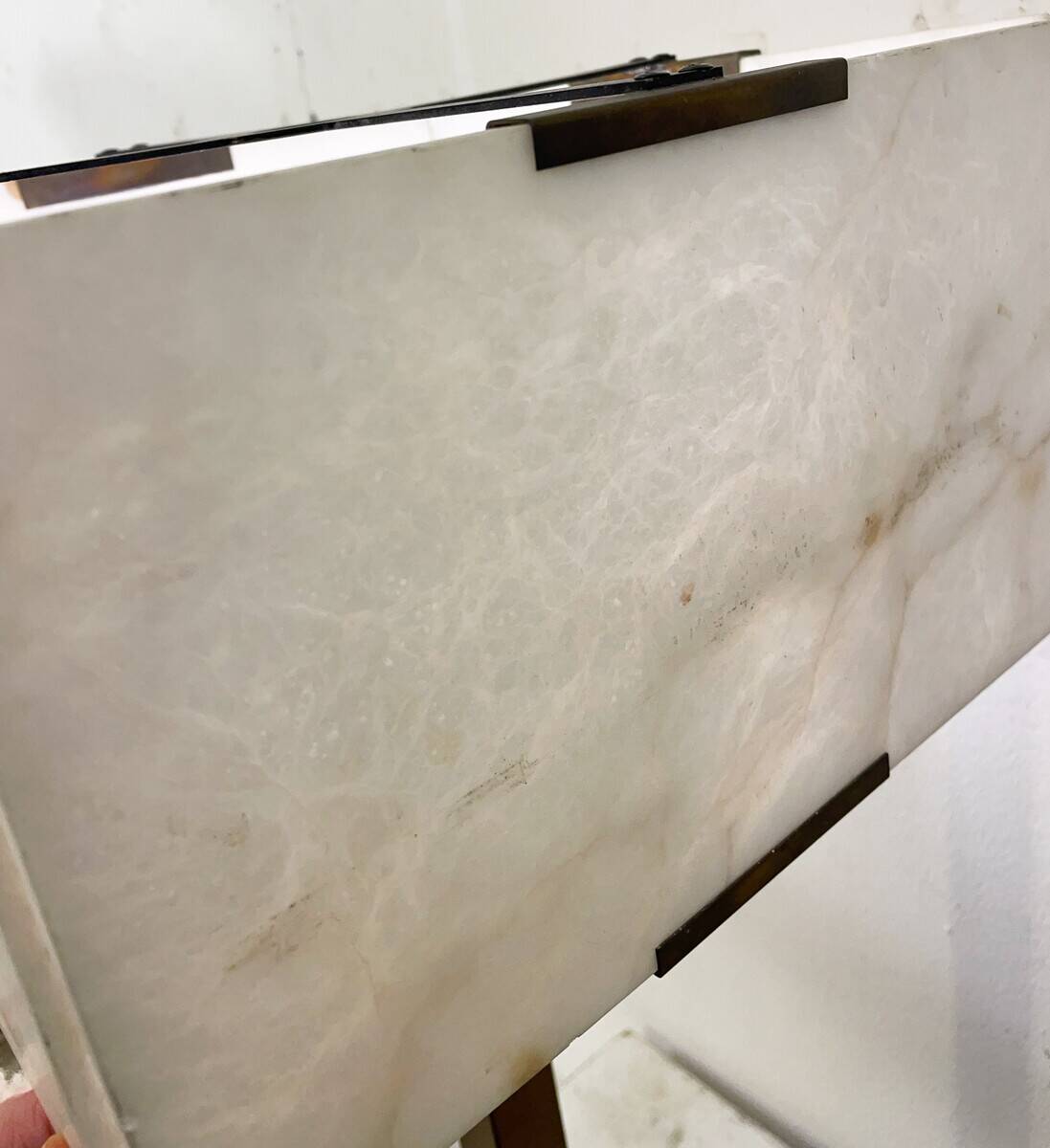 Mid-century modern table lamp marble and brass