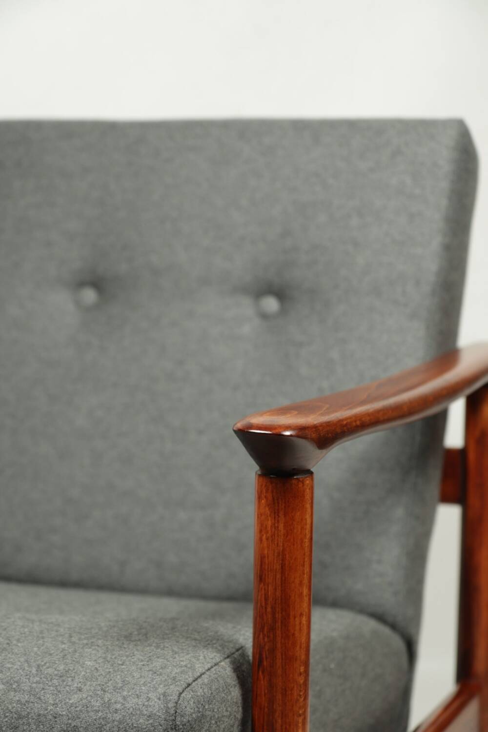 Scandinavian armchair in teak and gray fabric by E.Homa, 1960