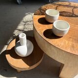 Quadripod coffee table in solid wood monoxyl natural color (dark)