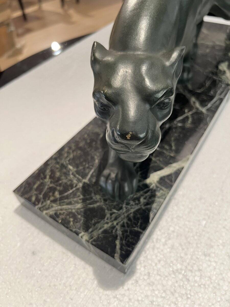 Secondo, Art Deco Panther, 1930, Bronze with Marble Base